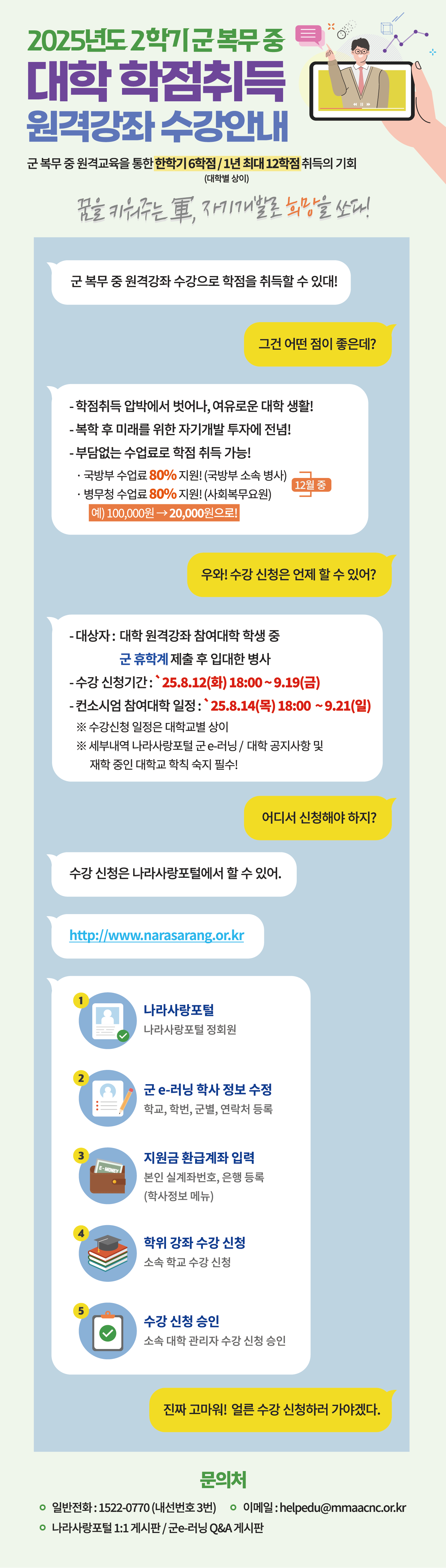 군 복무 중 대학 학점취득 원격강좌 안내